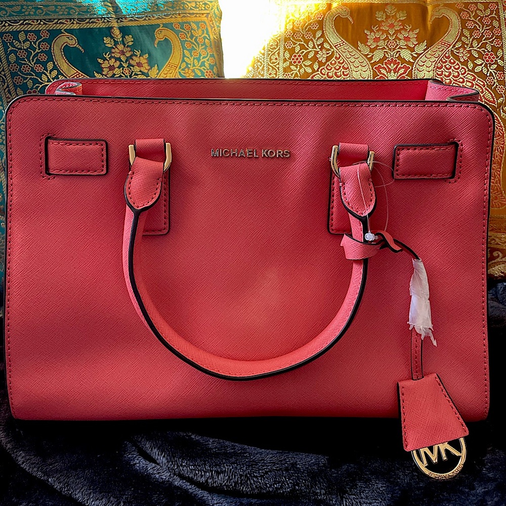 Michael Kors Pinkgrapfruit Leather Satchel Purse
